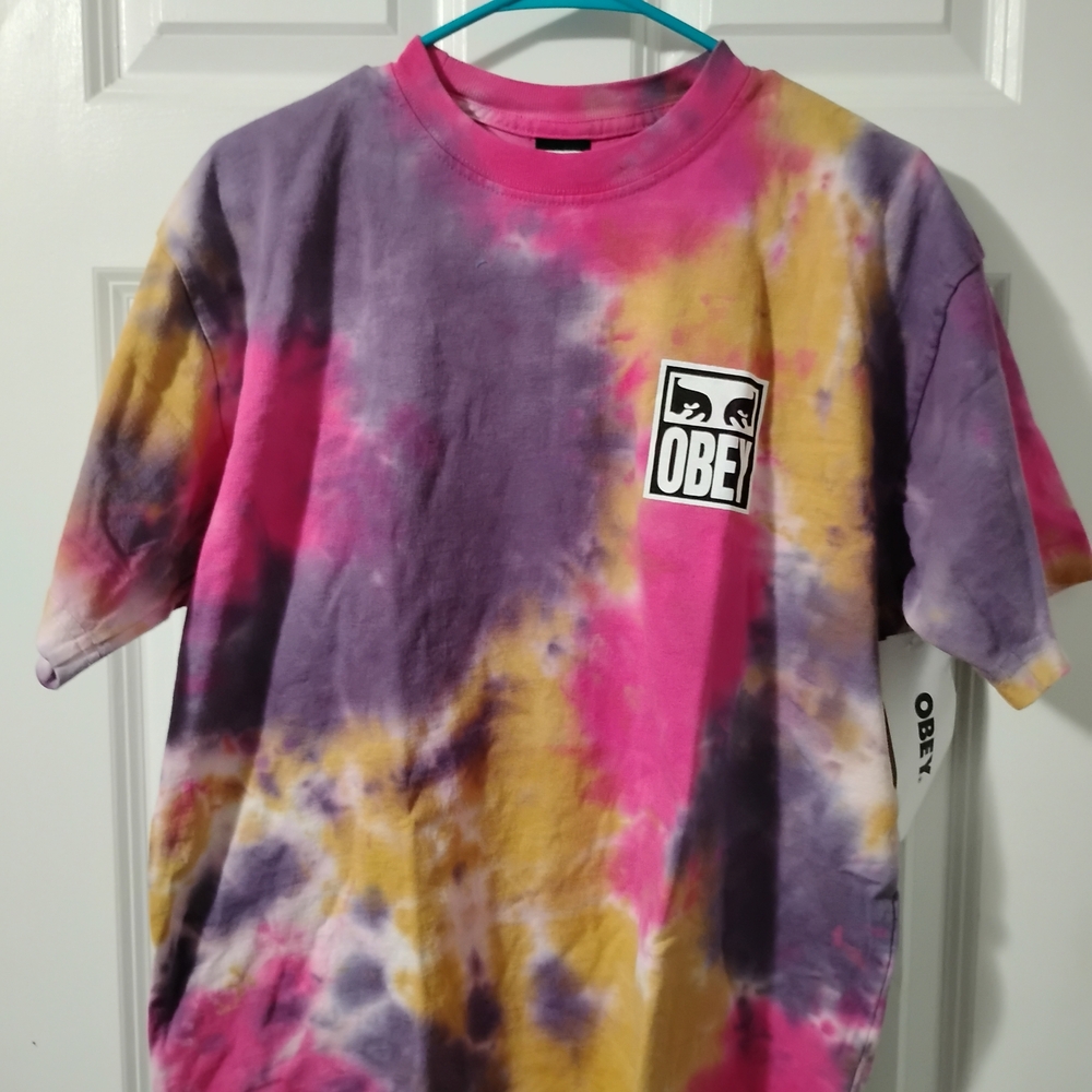Obey  Colorful Tie-Dye Tee - Purple, Pink, Yellow
